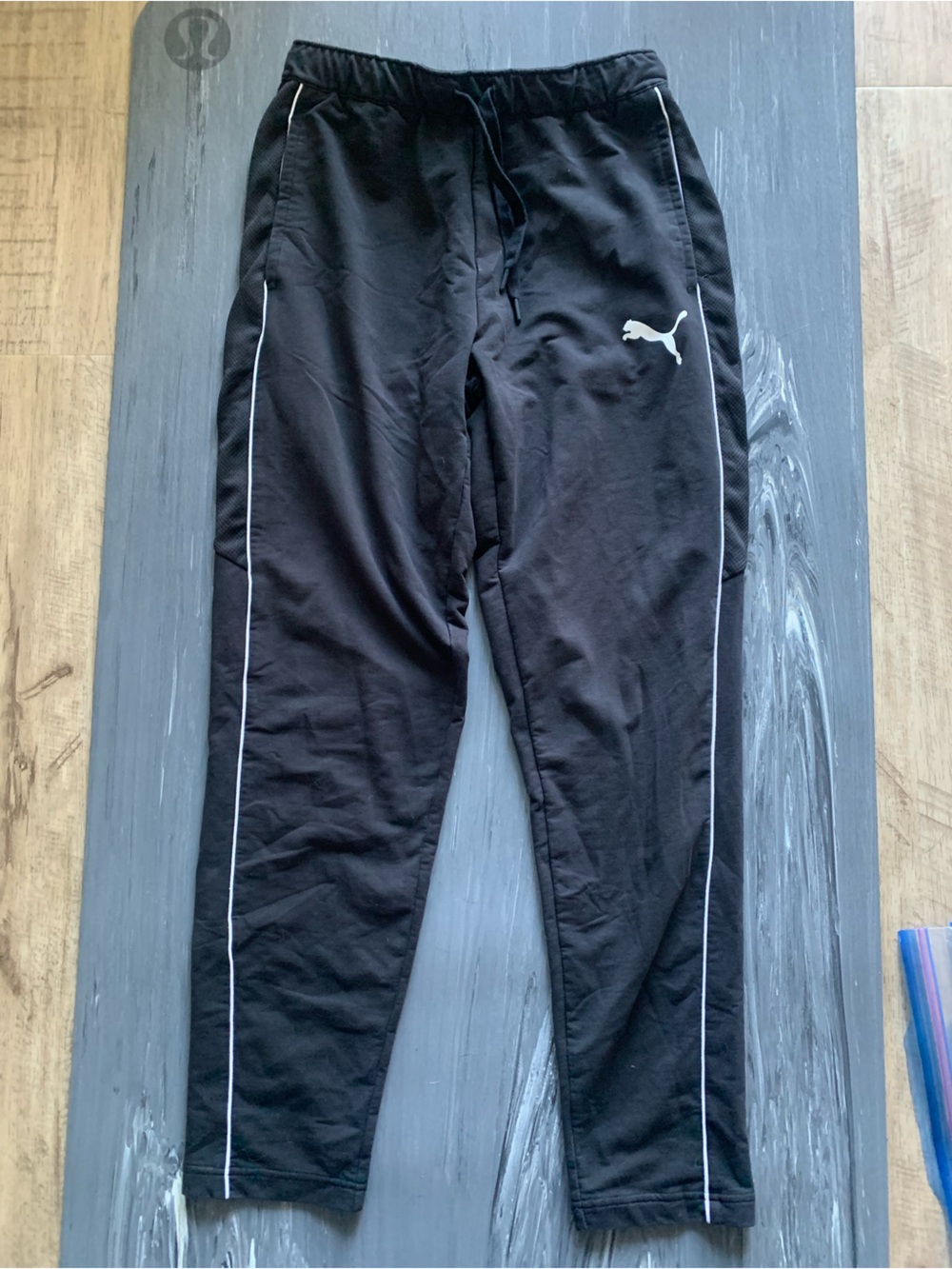 Puma Black Unisex Jogger with White Piping